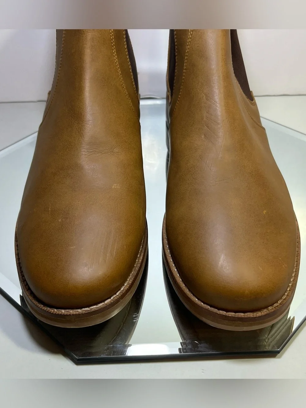 Men’s Crevo Leather Ankle Boots Booties, US Size 10.5 Dubray Chestnut Brown